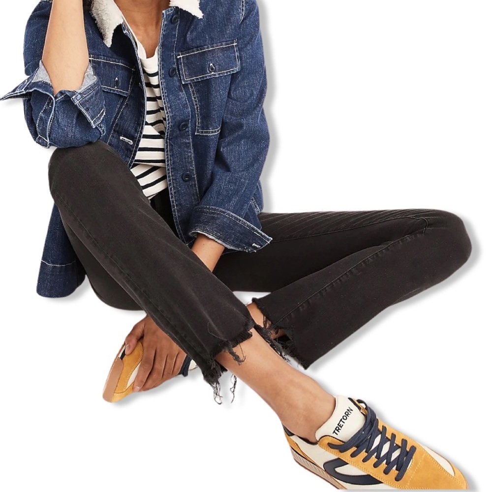 Madewell Cali Demi-Boot Jeans in Berkeley Black: Chewed-Hem Edition Size 28